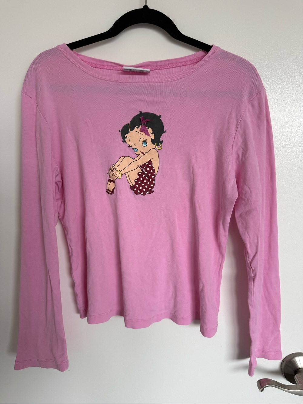 Pink Betty Boop Graphic Long-Sleeve Tee